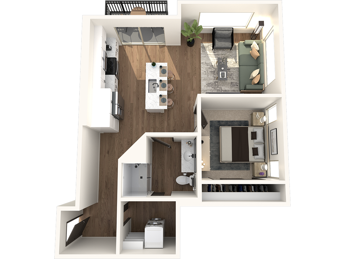 1 bedroom 1 bath A1 Floor Plan at The Crossings at Windsong, Prescott Valley